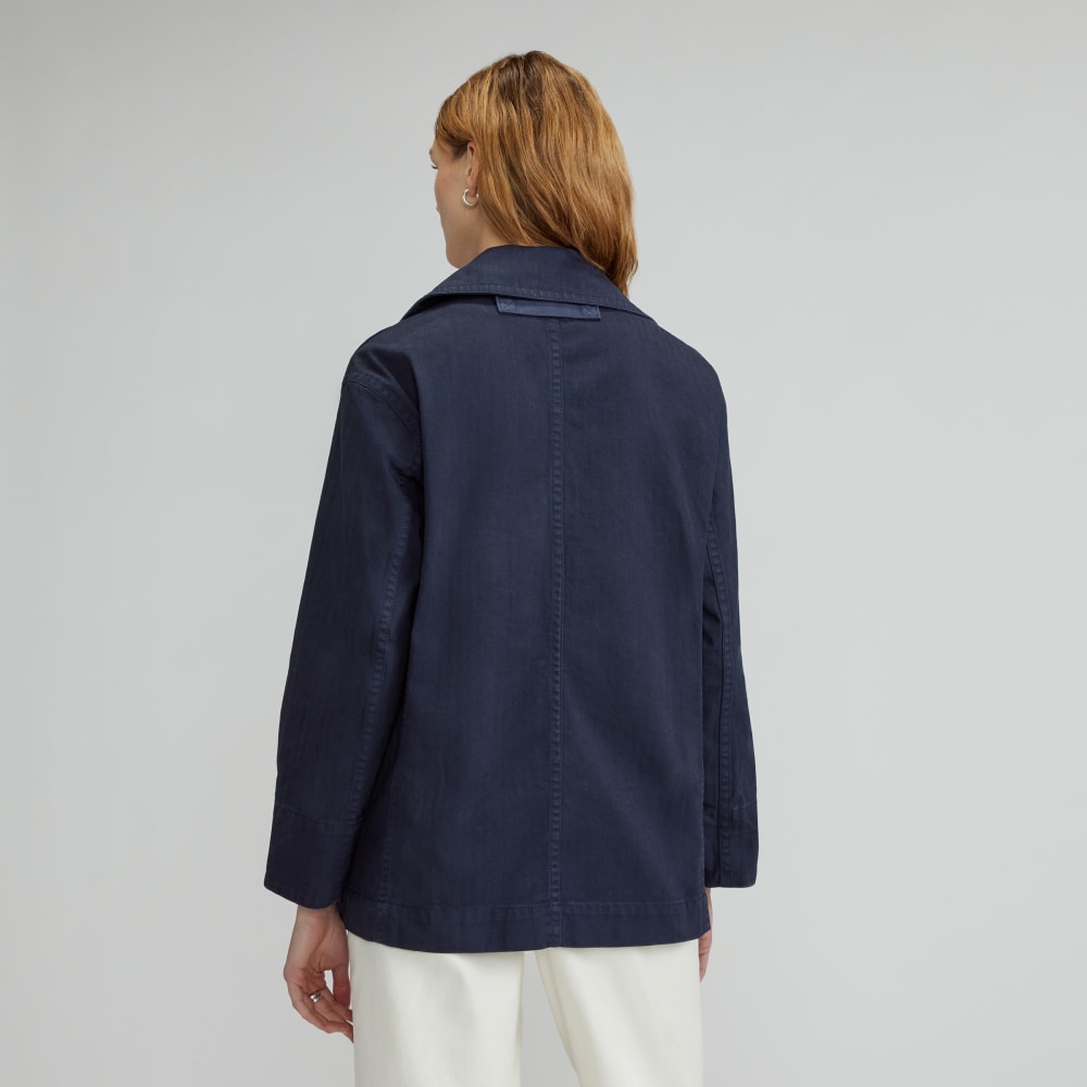 The Organic Cotton Herringbone Jacket | Navy - Image 3