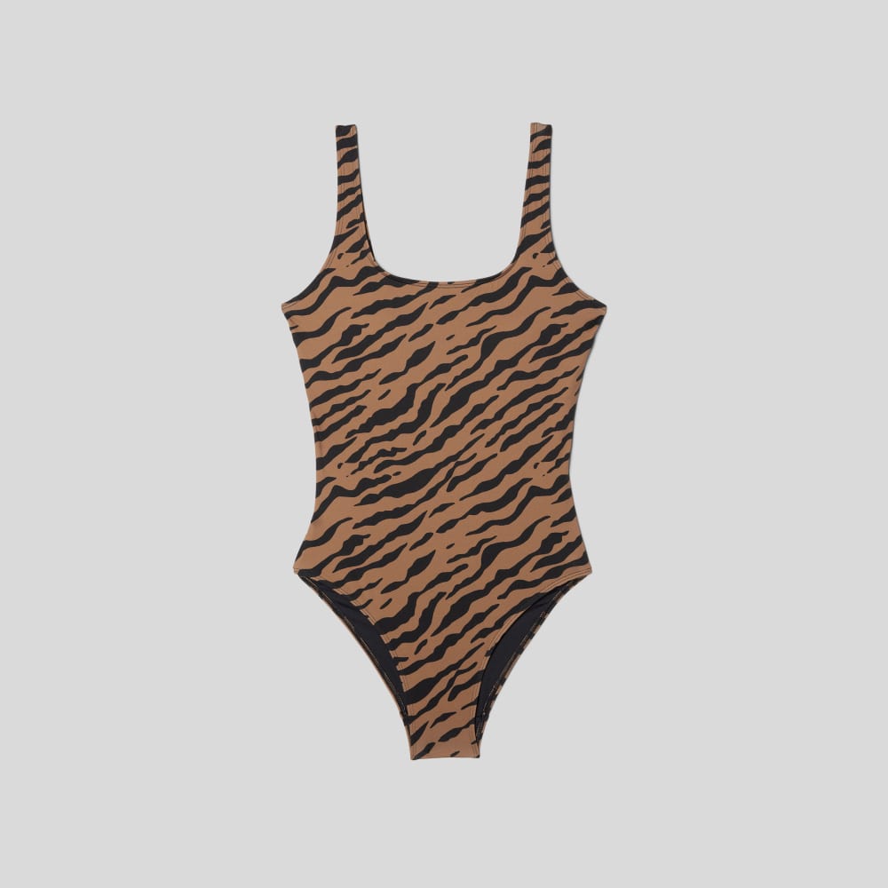 The Square-Neck One-Piece | Tiger Stripe Toasted Coconut - Image 2