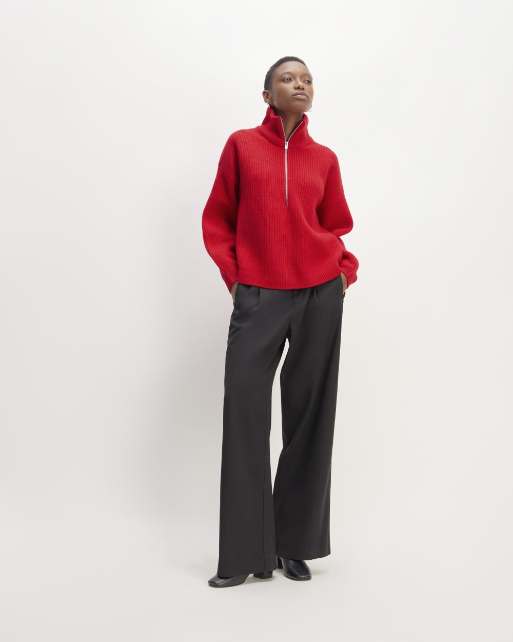 The Half-Zip Sweater in Luxe Merino | Classic Red - Image 3