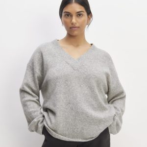 The Cozy-Stretch V-Neck Sweater | Heathered Grey