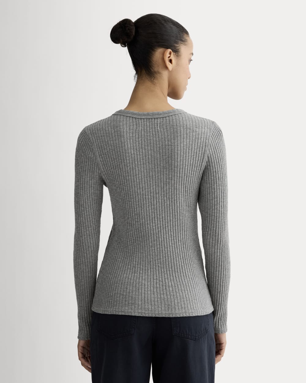 The Cozy Rib Long-Sleeve Tee | Mid Heather Grey - Image 5