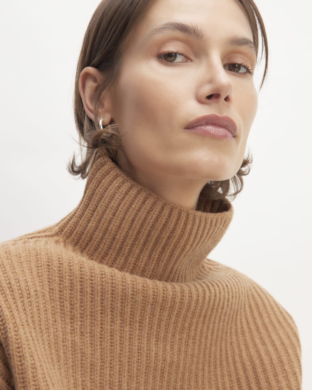 The Felted Merino Funnel-Neck Pullover | Deep Camel - Image 2