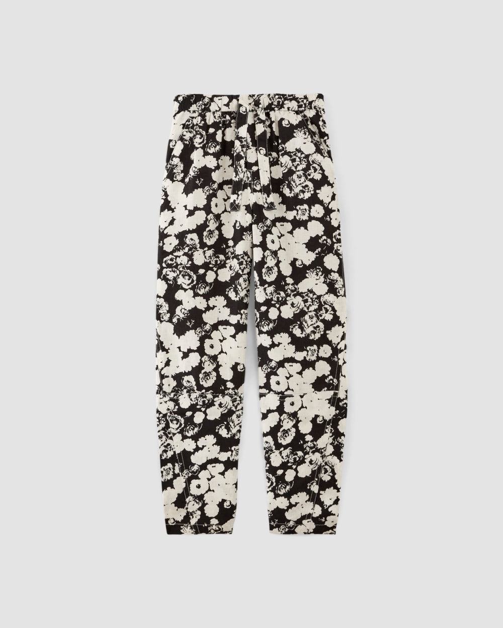 The Linen Pull-On Barrel Pant | Black / Bone Floral - Image 2