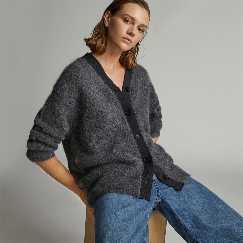 The SuperFuzz Alpaca Oversized Cardigan | Heathered Charcoal - Image 5