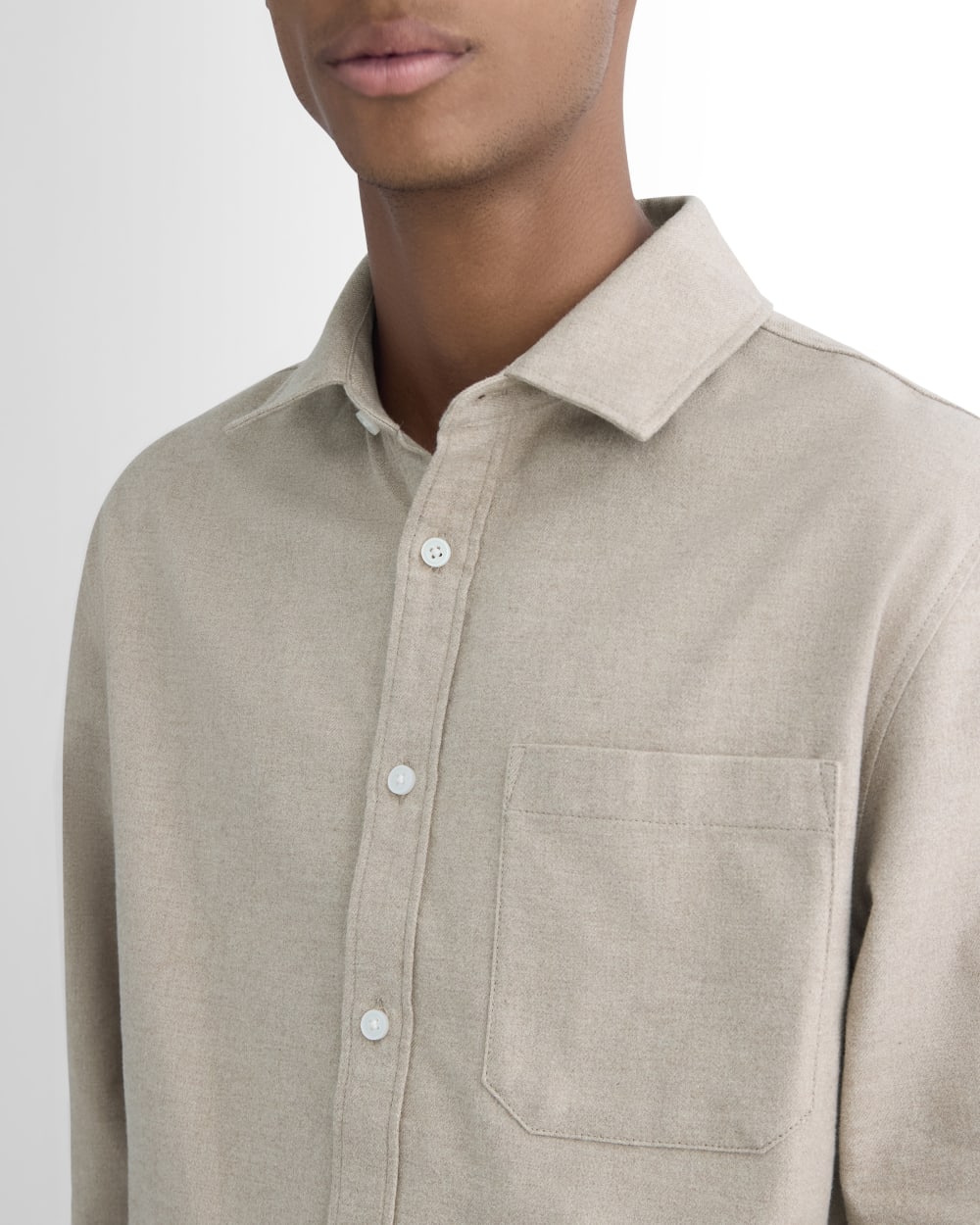 Brushed Flannel Shirt | Heathered Oatmeal - Image 4