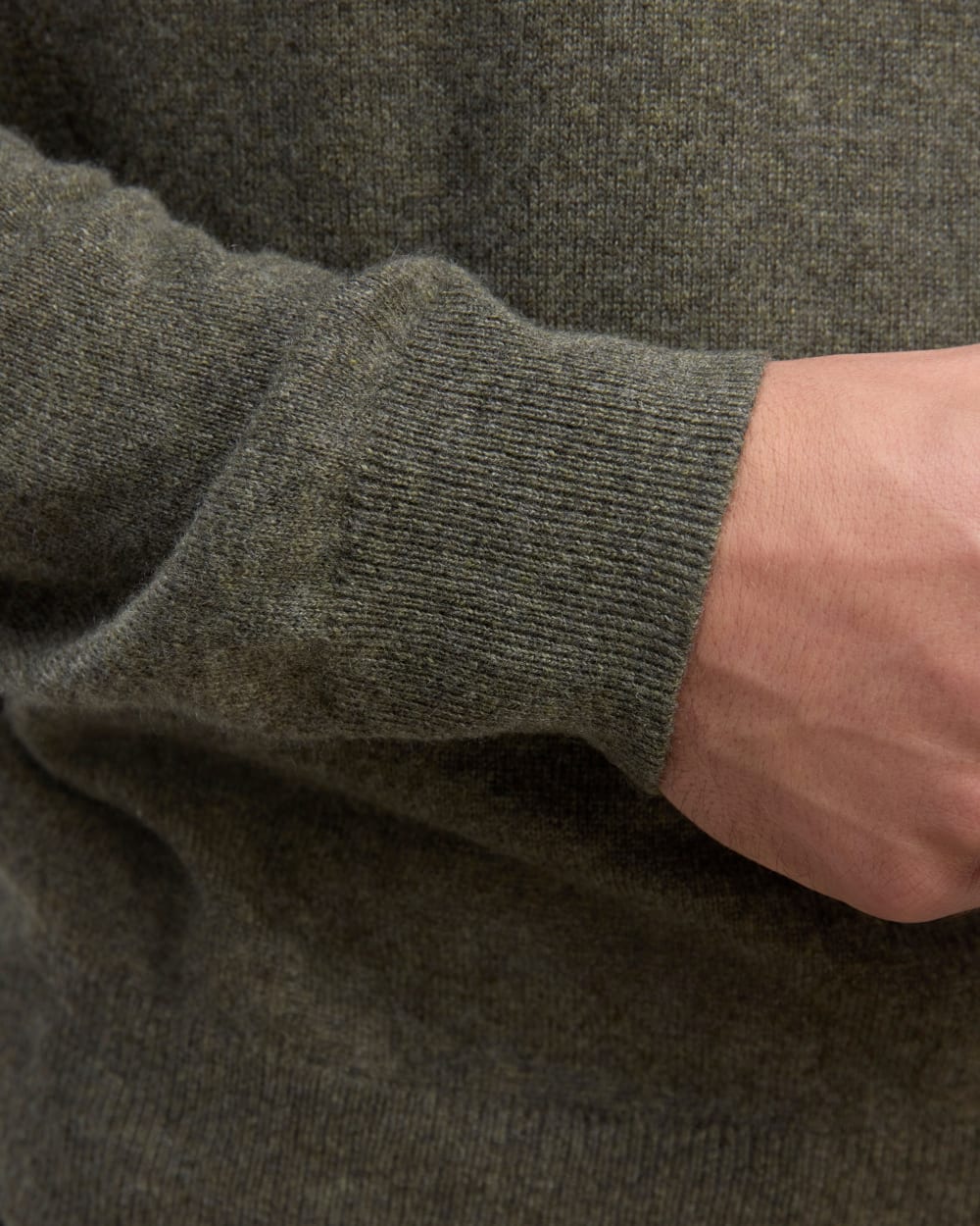 The Quarter-Zip in Cashmere | Heathered Army Green - Image 5