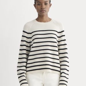 The Boxy Crew in Cashmere | Bone / Black