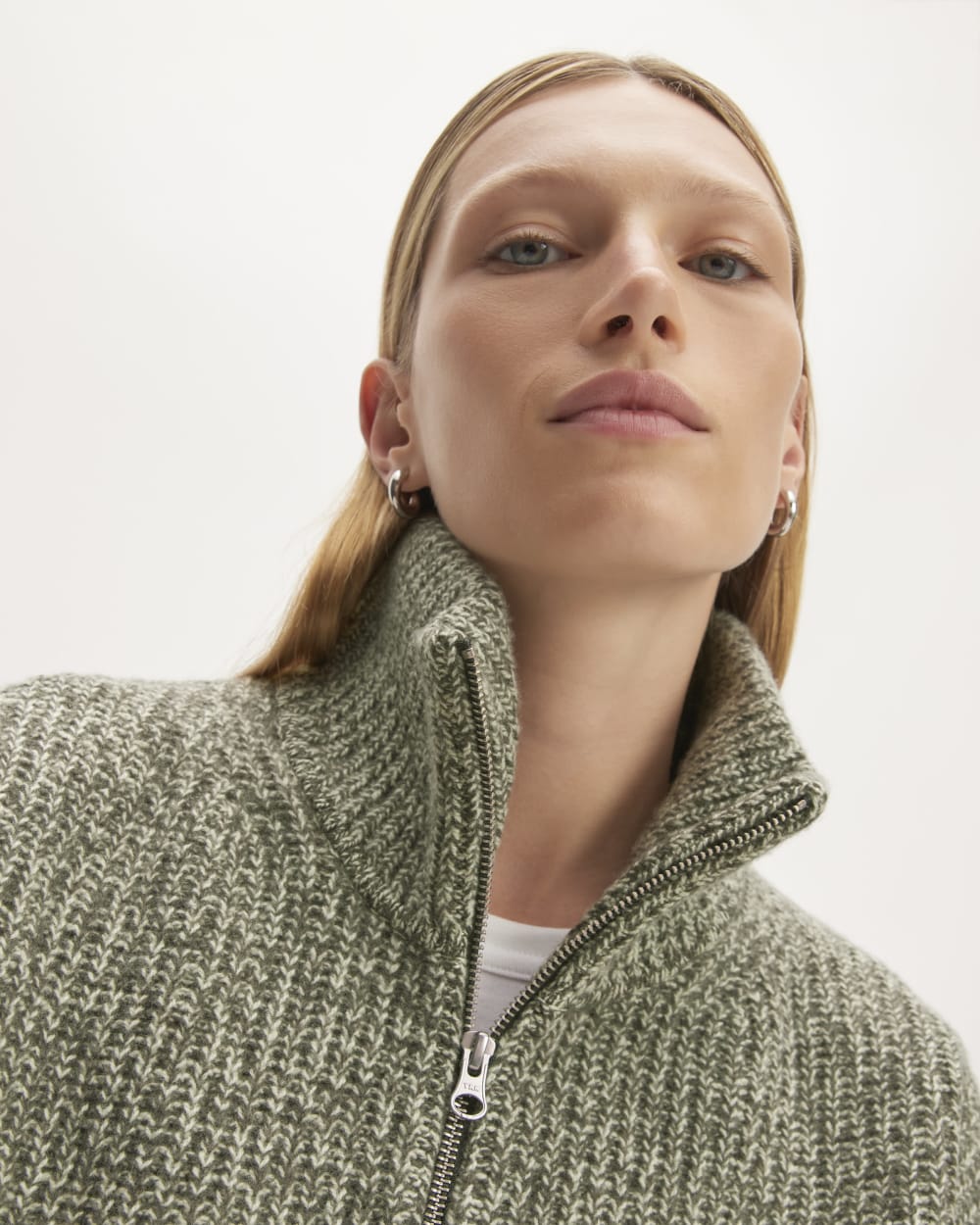 The Half-Zip Sweater in Luxe Merino | Seafoam Green / Kambaba Twist - Image 4