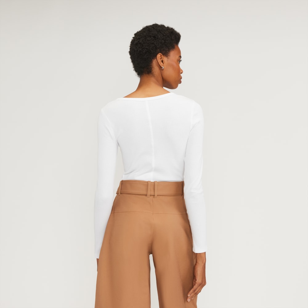The Supima? Micro Rib Cropped Long-Sleeve Crew | White - Image 4