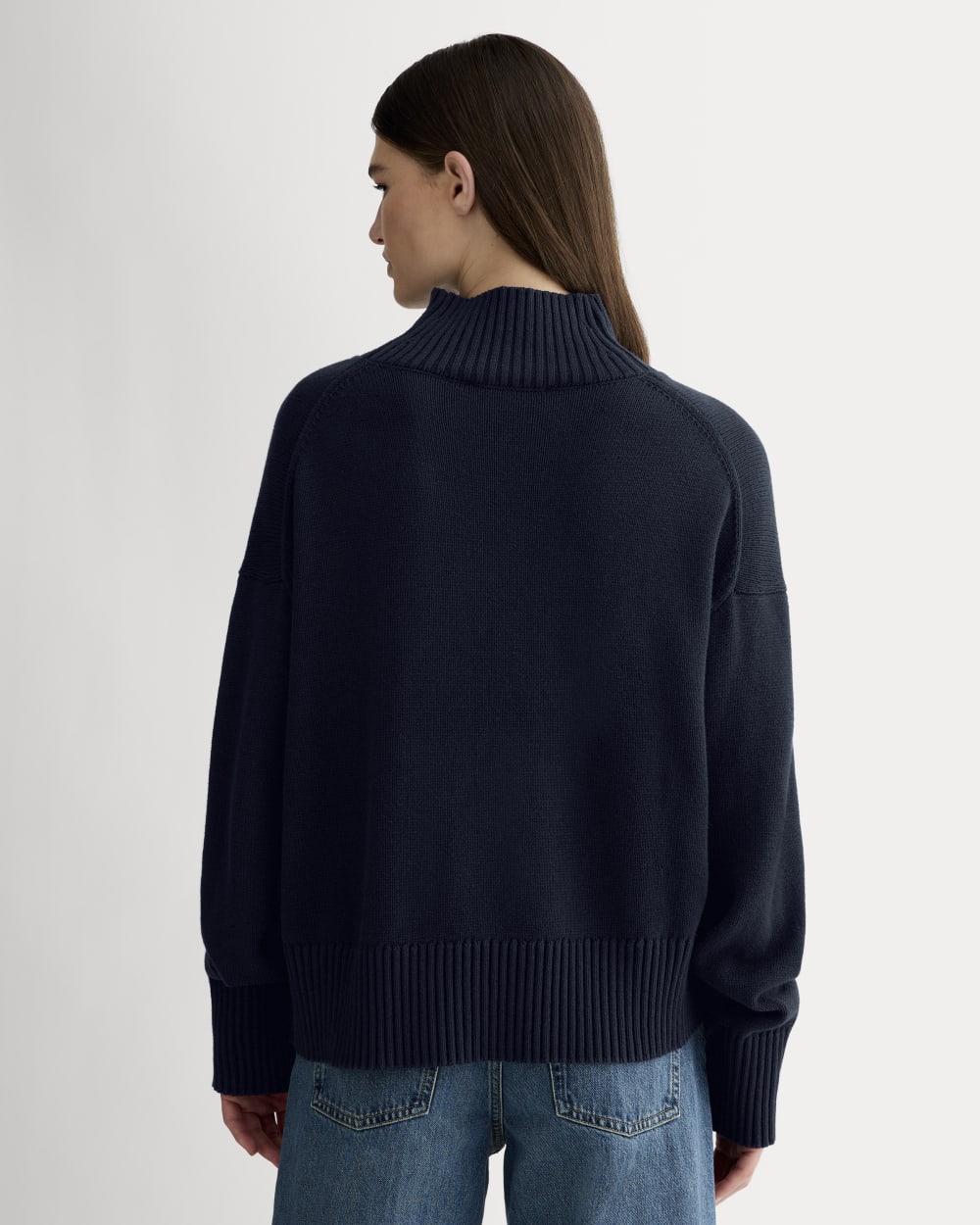 The Boxy Turtleneck in Everyday Cotton | Navy - Image 5