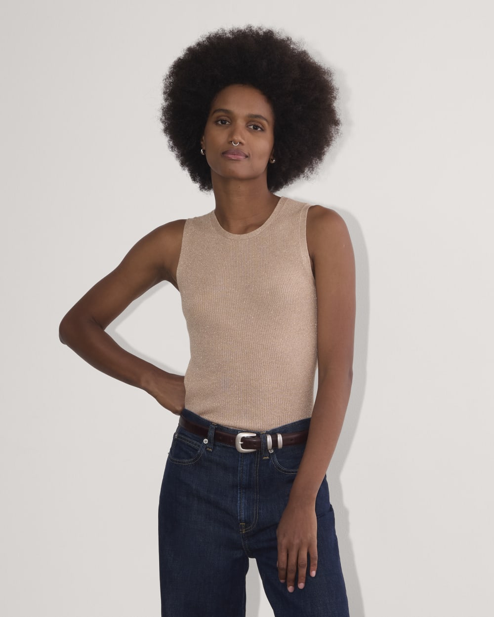 The Tank in Lurex Merino | Rose Gold