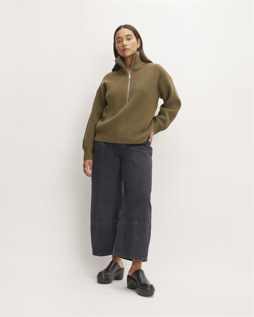 The Half-Zip Sweater in Luxe Merino | Beech - Image 3