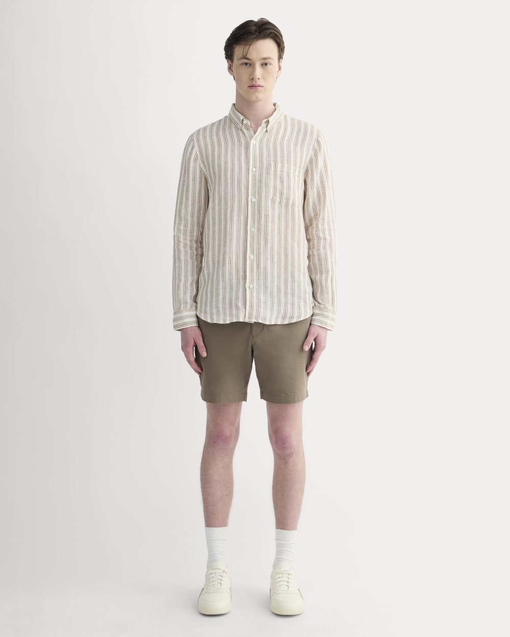 The Classic Shirt in Linen | Bone / Toasted Coconut - Image 3