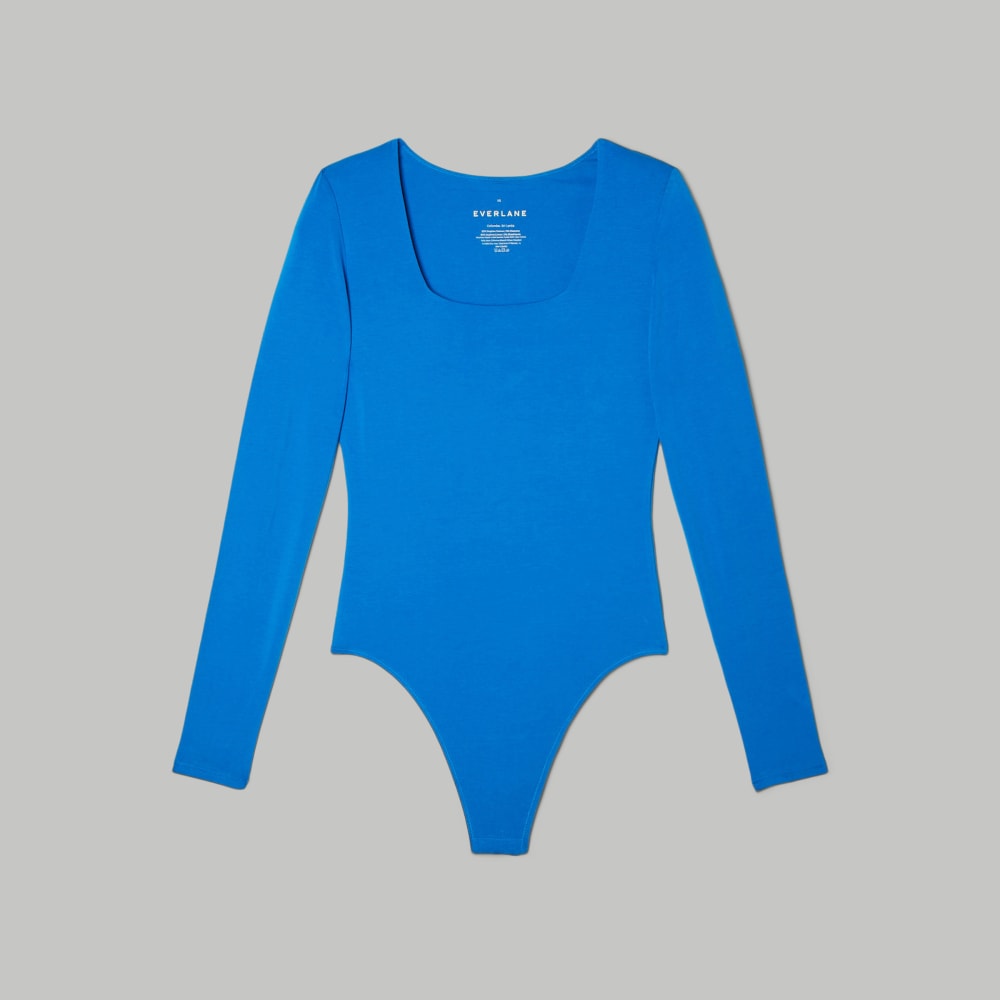 The Long-Sleeve Supima? Square-Neck Bodysuit | Lapis Blue | Bikini - Image 2