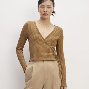 The Cozy Rib Wrap Top | Cappuccino