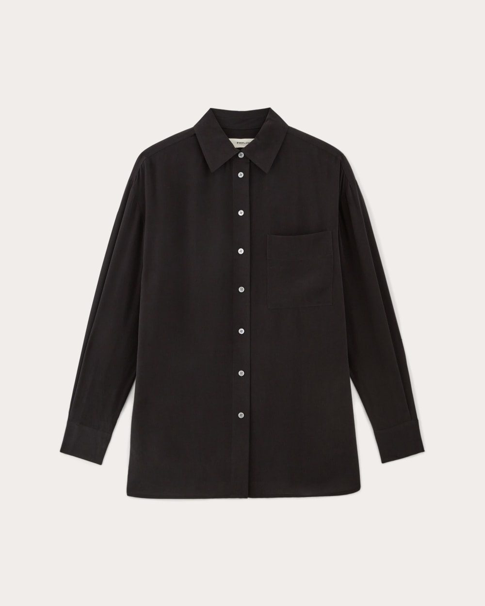 The Boyfriend Shirt in Washable Silk | Black - Image 2