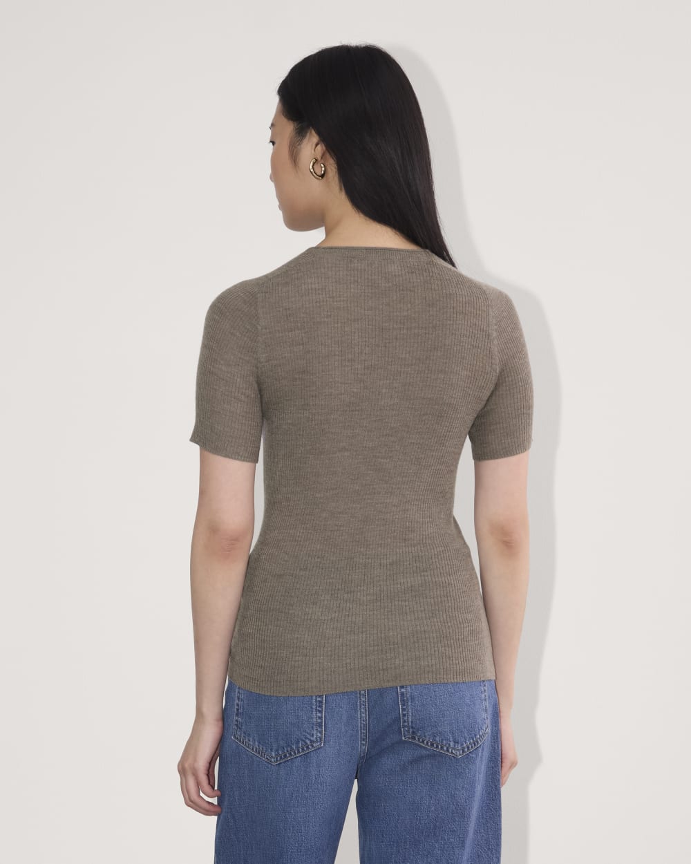The Sweater Tee in Ultrasoft Merino | Heather Cocoa - Image 5