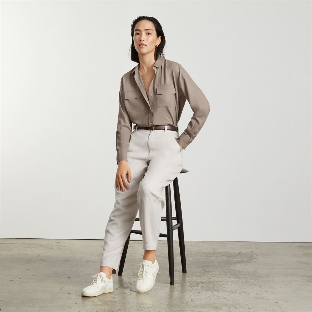 The Washable Silk Relaxed Shirt | Burnt Sugar - Image 8