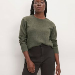 The Classic Crew in Cashmere | Heathered Army Green