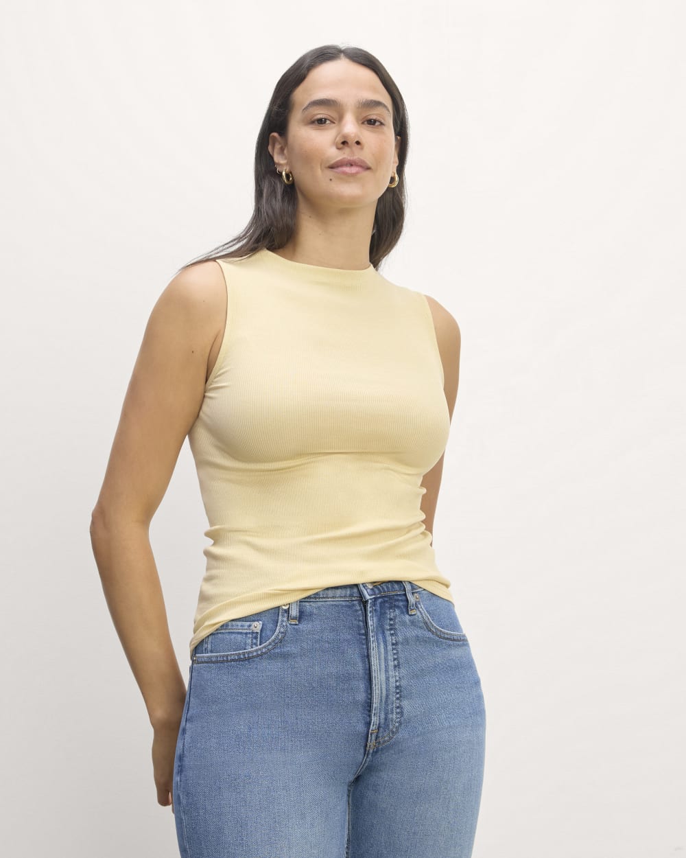 The Luxe Rib Funnel-Neck Tank | Parsnip