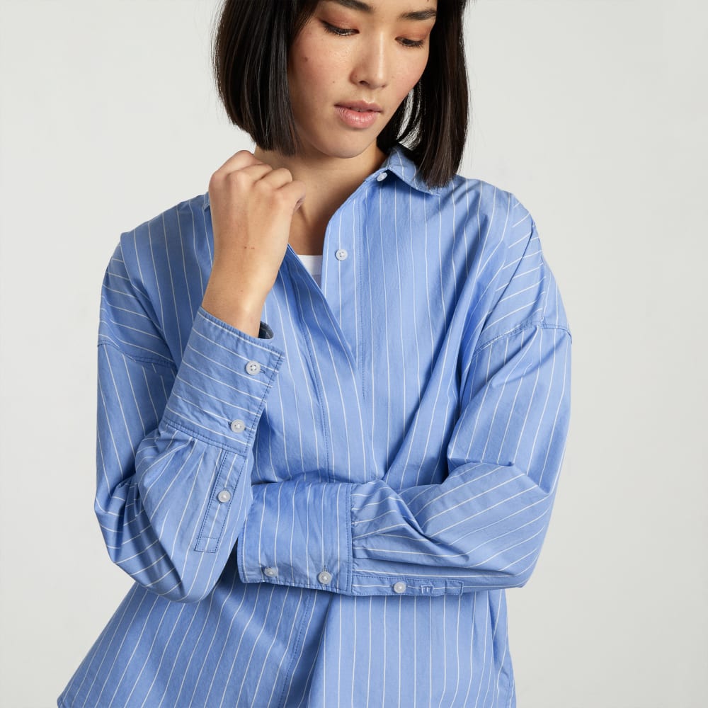 The Oversized Poplin Shirt | Powder Blue / White - Image 6