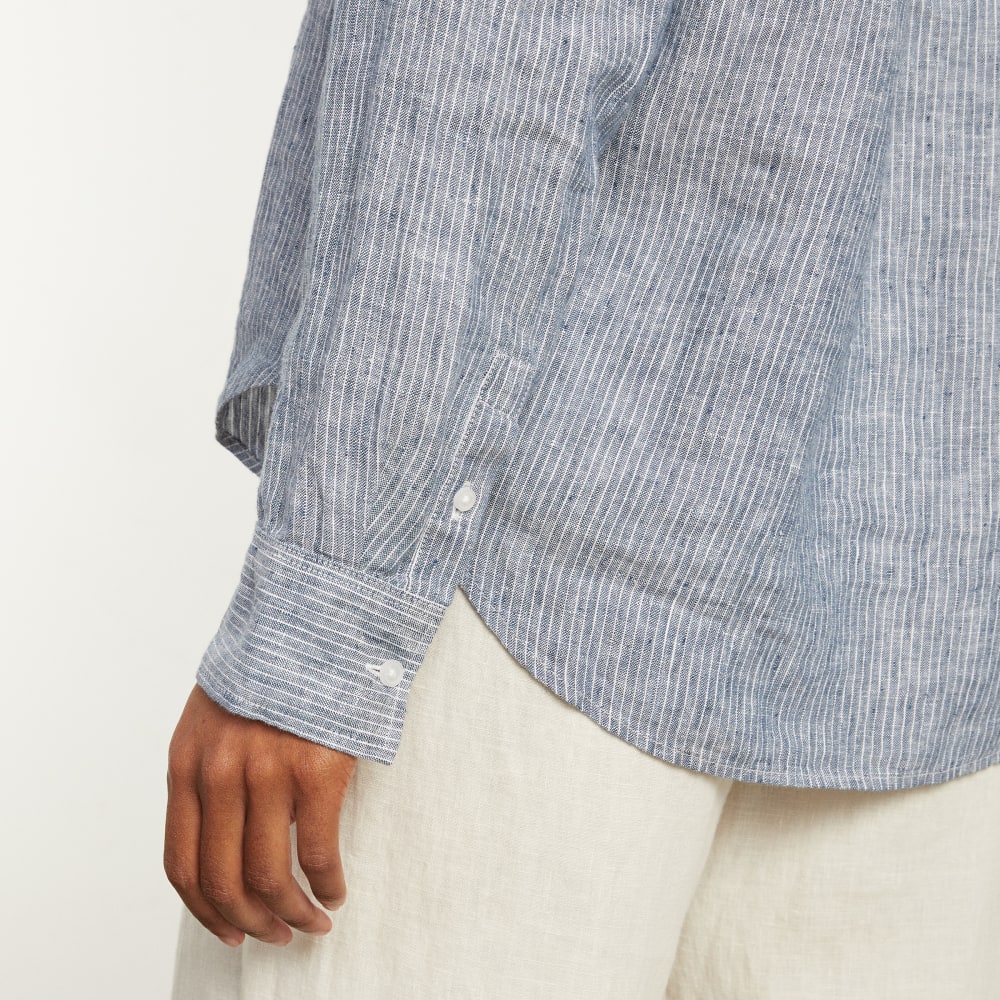 The Must-Have Shirt in Linen | Blue Pinstripe - Image 8