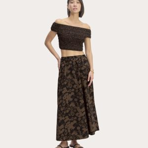 The Supima® Pull-On Maxi Skirt | Black / Cocoa Floral