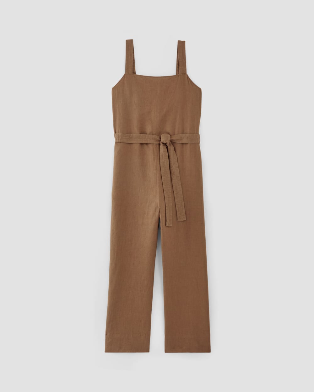 The Linen Side-Button Jumpsuit | Carob Brown - Image 2