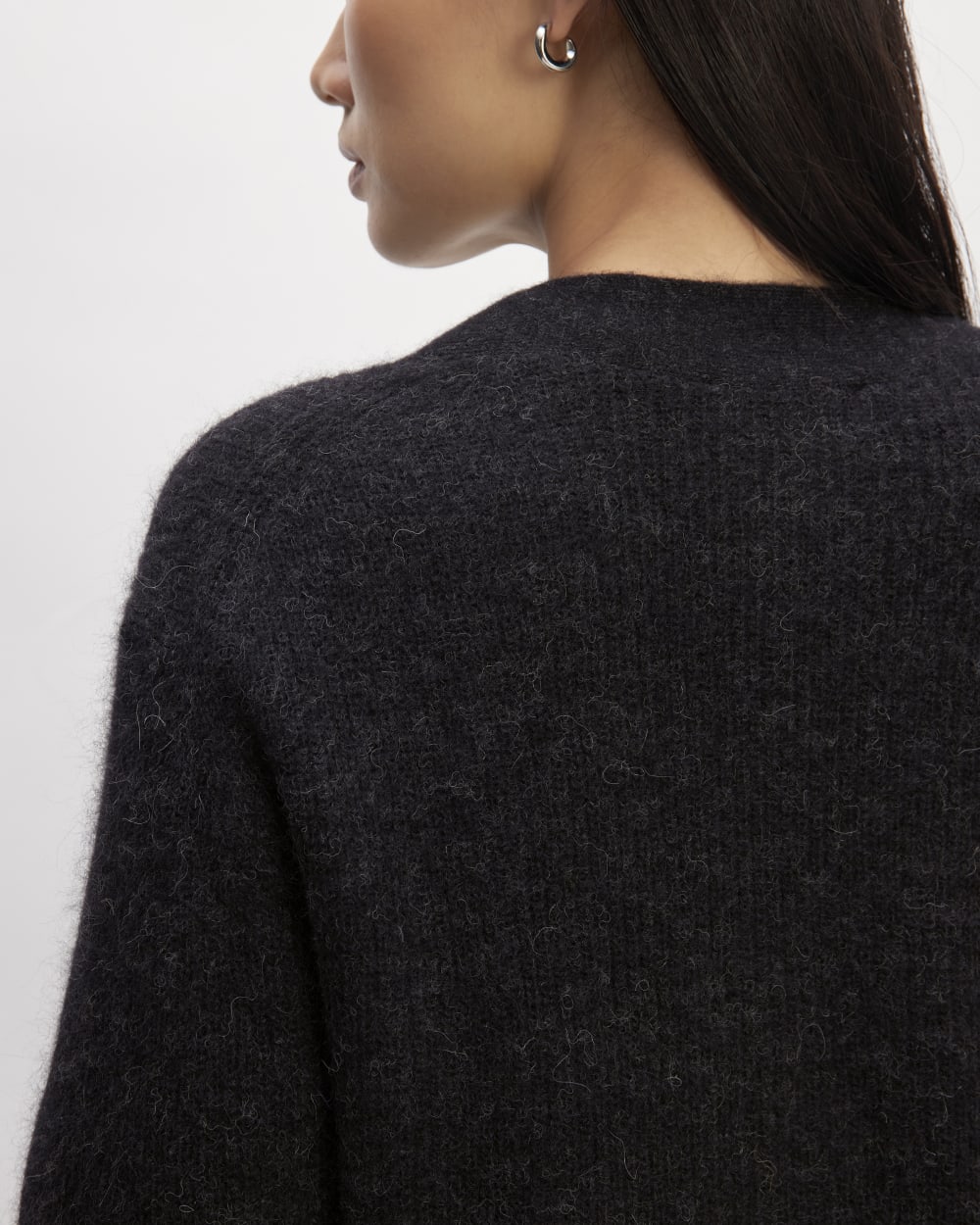 The Oversized Alpaca Pocket Cardigan | Heathered Black - Image 4