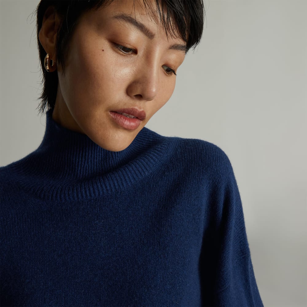 The Cashmere Oversized Turtleneck | Bright Navy - Image 4