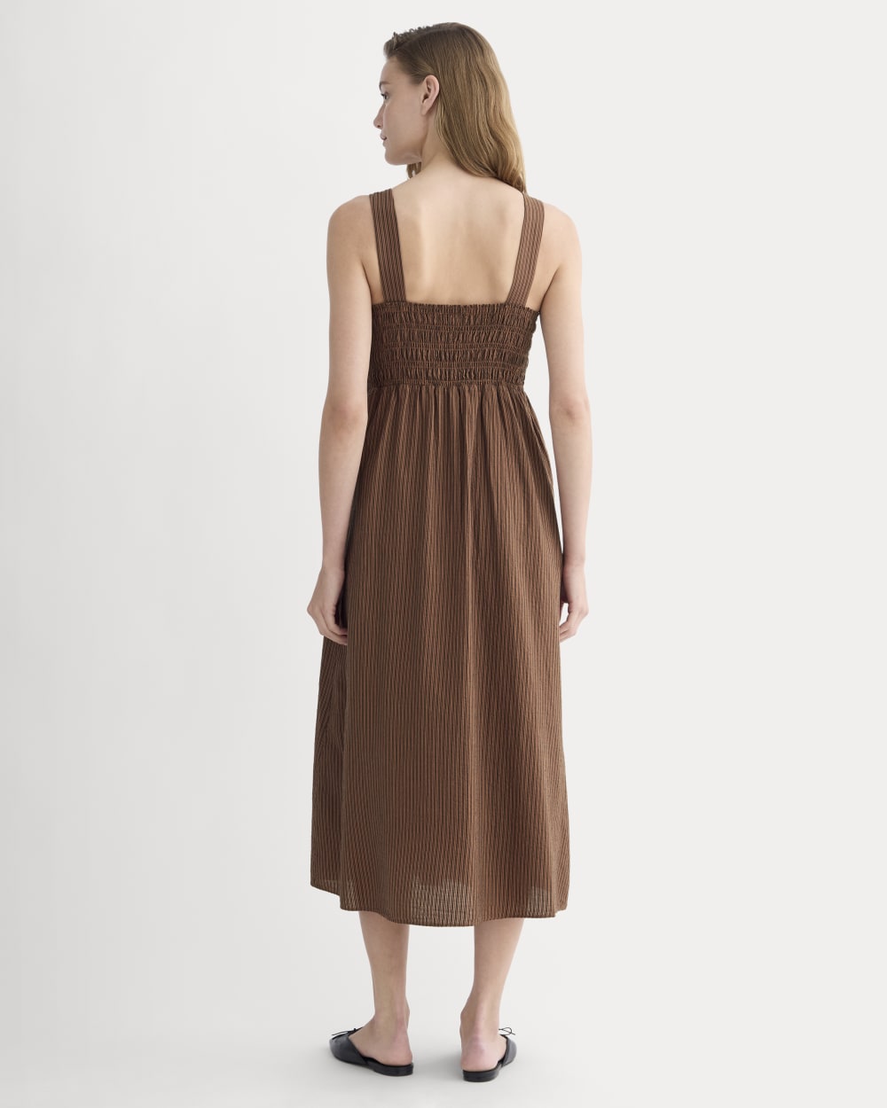 The Gauze Smock Dress | Carob Brown / Black - Image 4