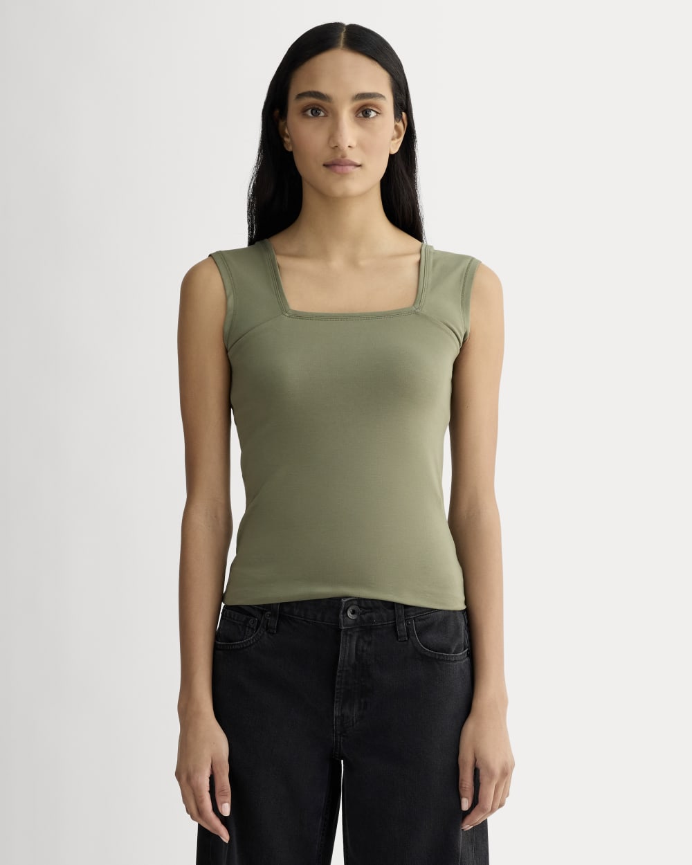 The Form Square-Neck Tank | Lichen Green