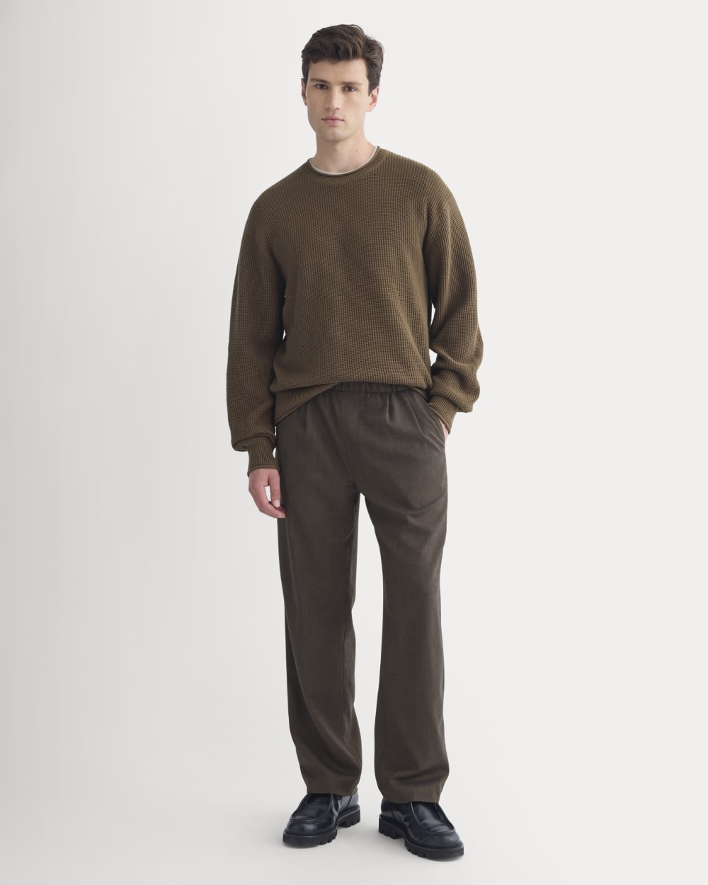 Waffle Rollneck Crew in Everyday Cotton | Cocoa - Image 3