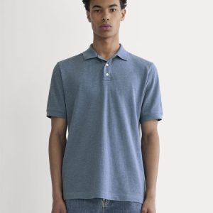 The Pique Polo | Heather Soft Cobalt