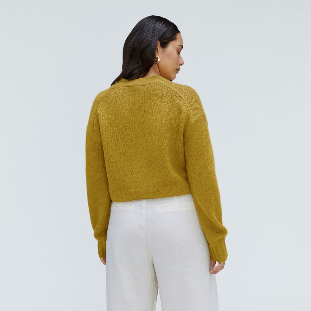 The Alpaca V-Neck Cropped Cardigan | Golden Palm - Image 3
