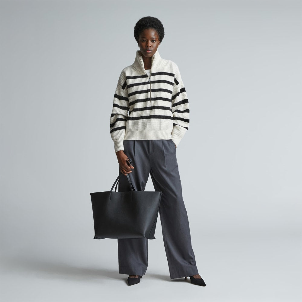 The Luxe Italian Leather Tote | Black - Image 2