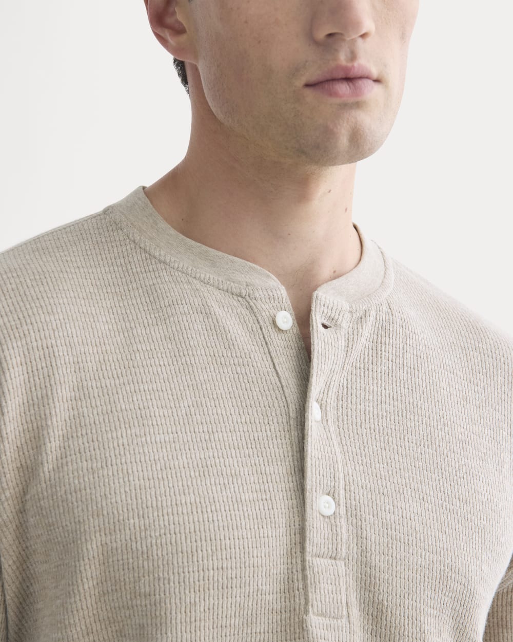 Thermal Henley in Cozy Waffle | Heathered Oatmeal - Image 4