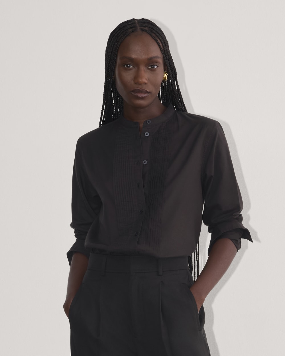 The Tuxedo Shirt in Silky Cotton | Black