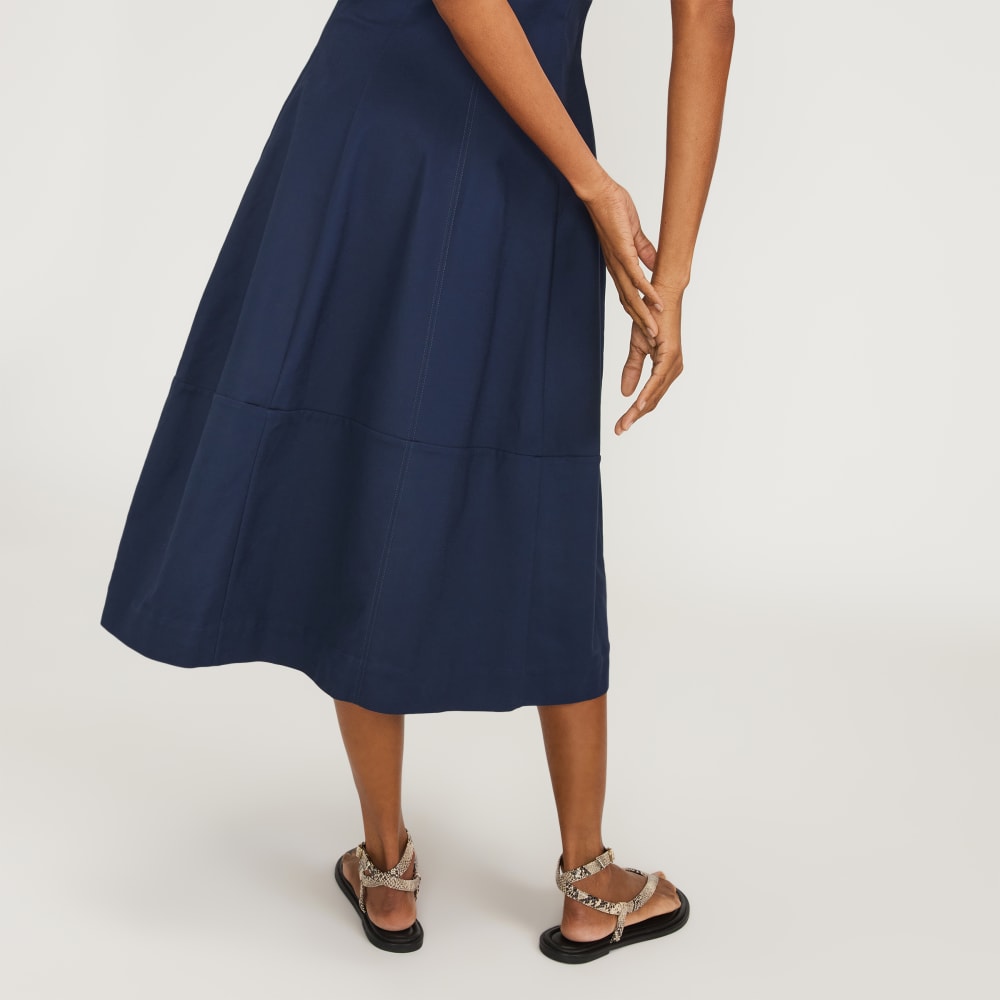 The Structured Cotton Bell Dress | Navy - Image 6