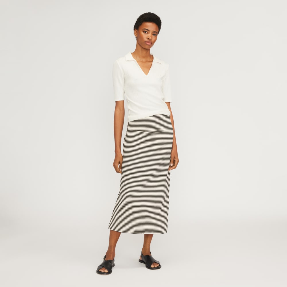 The Rib Soft Knit Open Collar Polo | Bone - Image 6