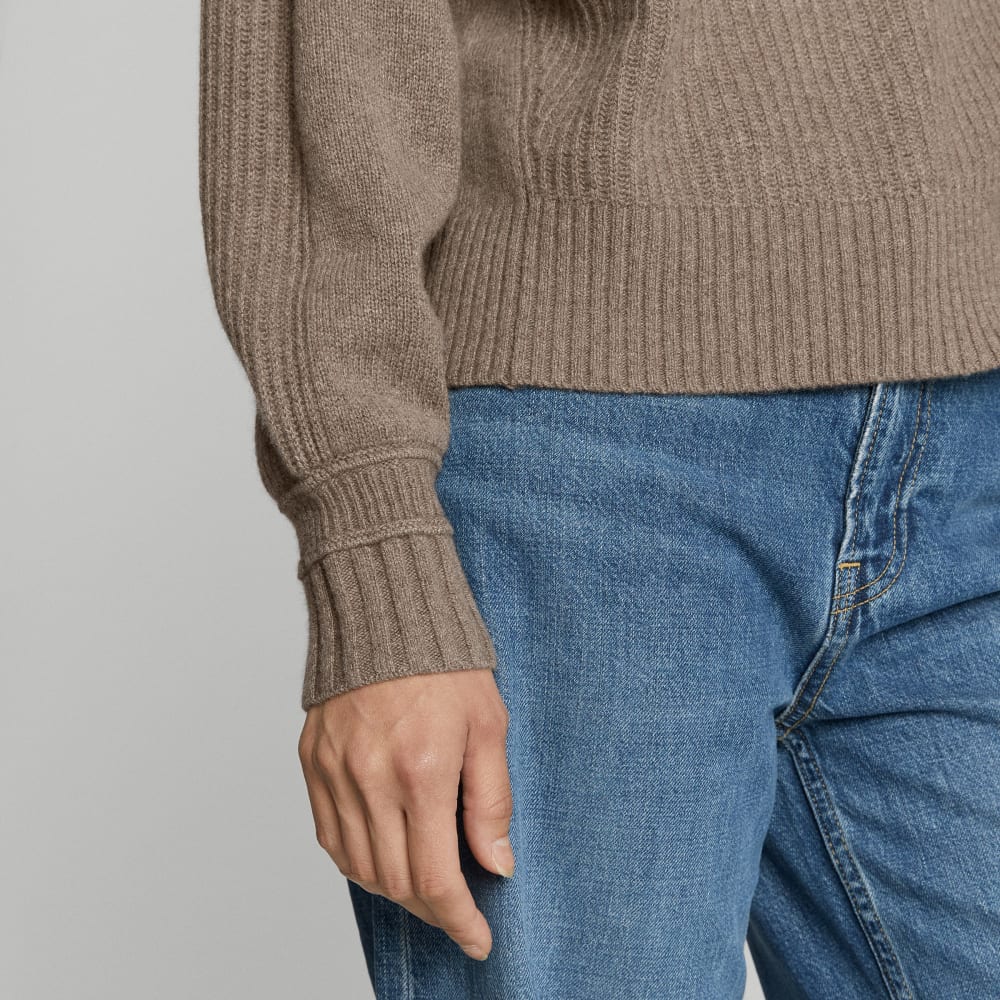 The Cashmere Ribbed Turtleneck | Heathered Taupe Grey - Image 5