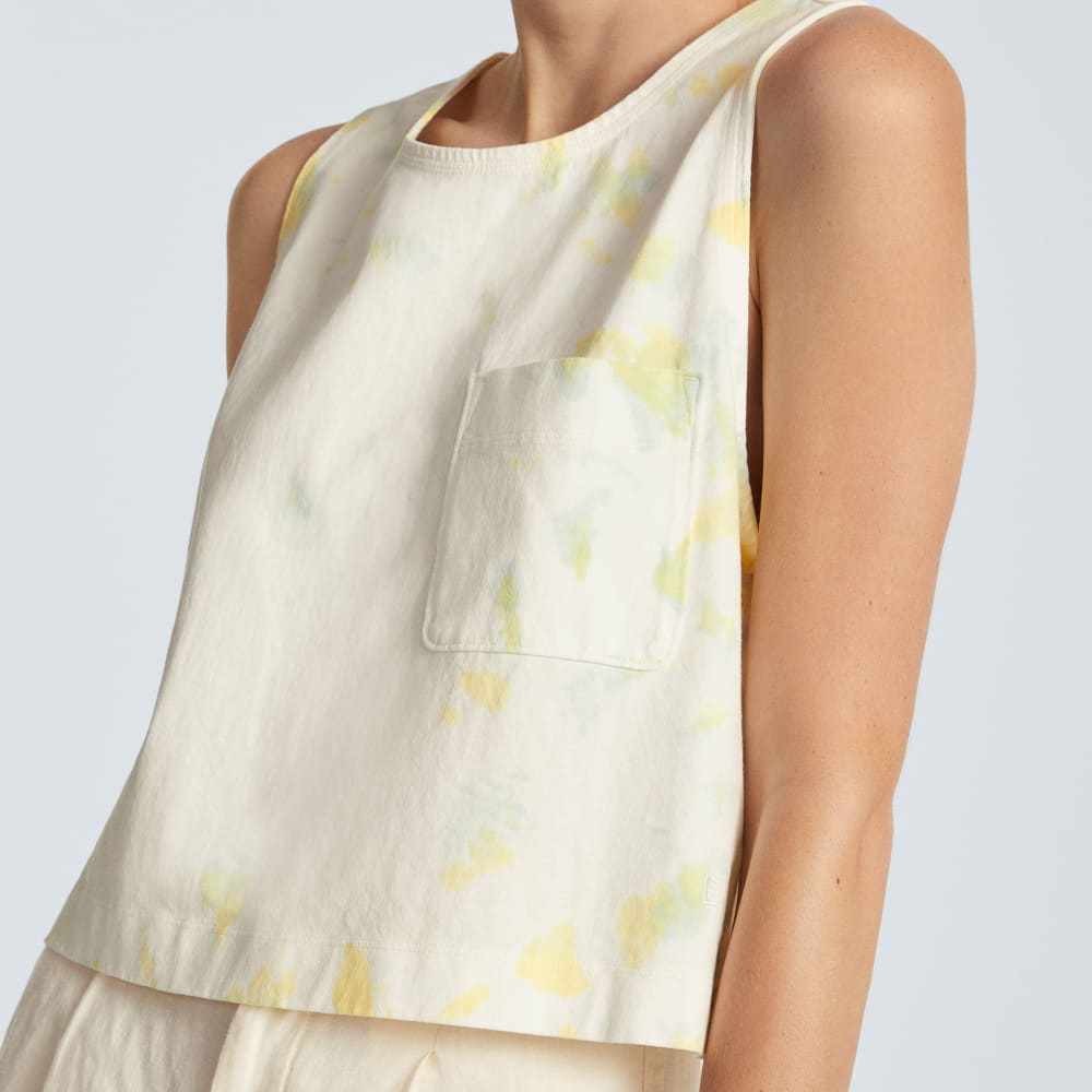 The Premium Weight Cropped Pocket Tank | Seafoam Tie Dye - Image 4