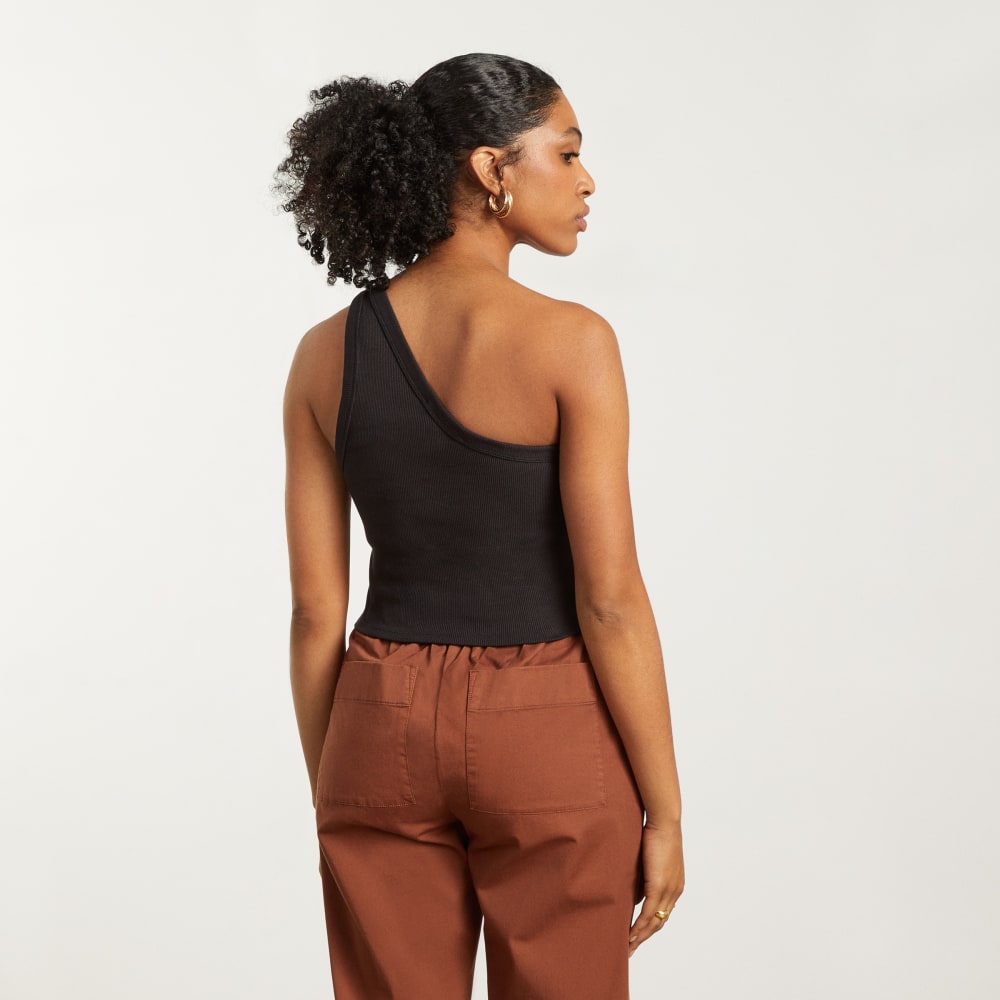 The Ribbed One-Shoulder Tank | Black - Image 3