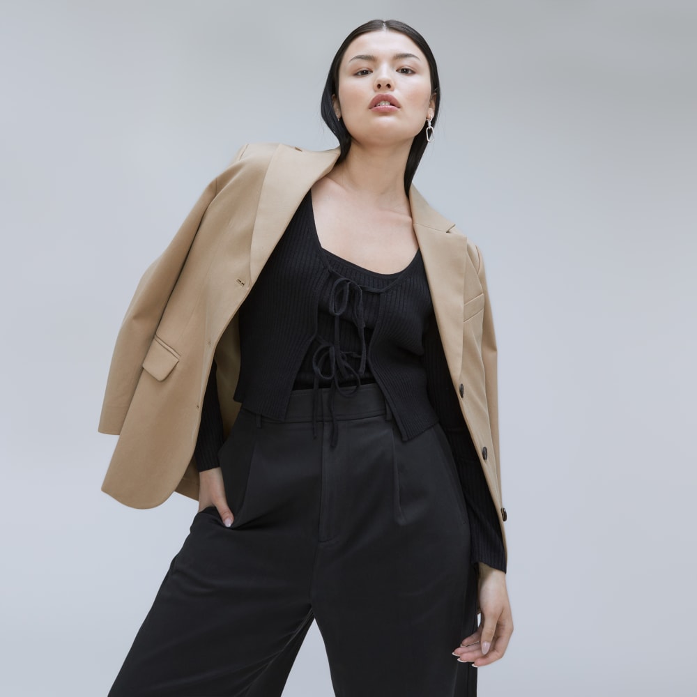 The Cotton-Merino Front-Tie Top | Black - Image 4