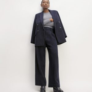 The ReWool® Way-High Drape Pant | Navy / Bone