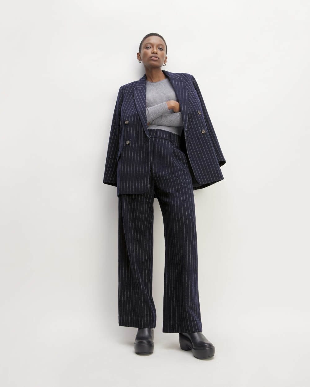 The ReWool® Way-High Drape Pant | Navy / Bone