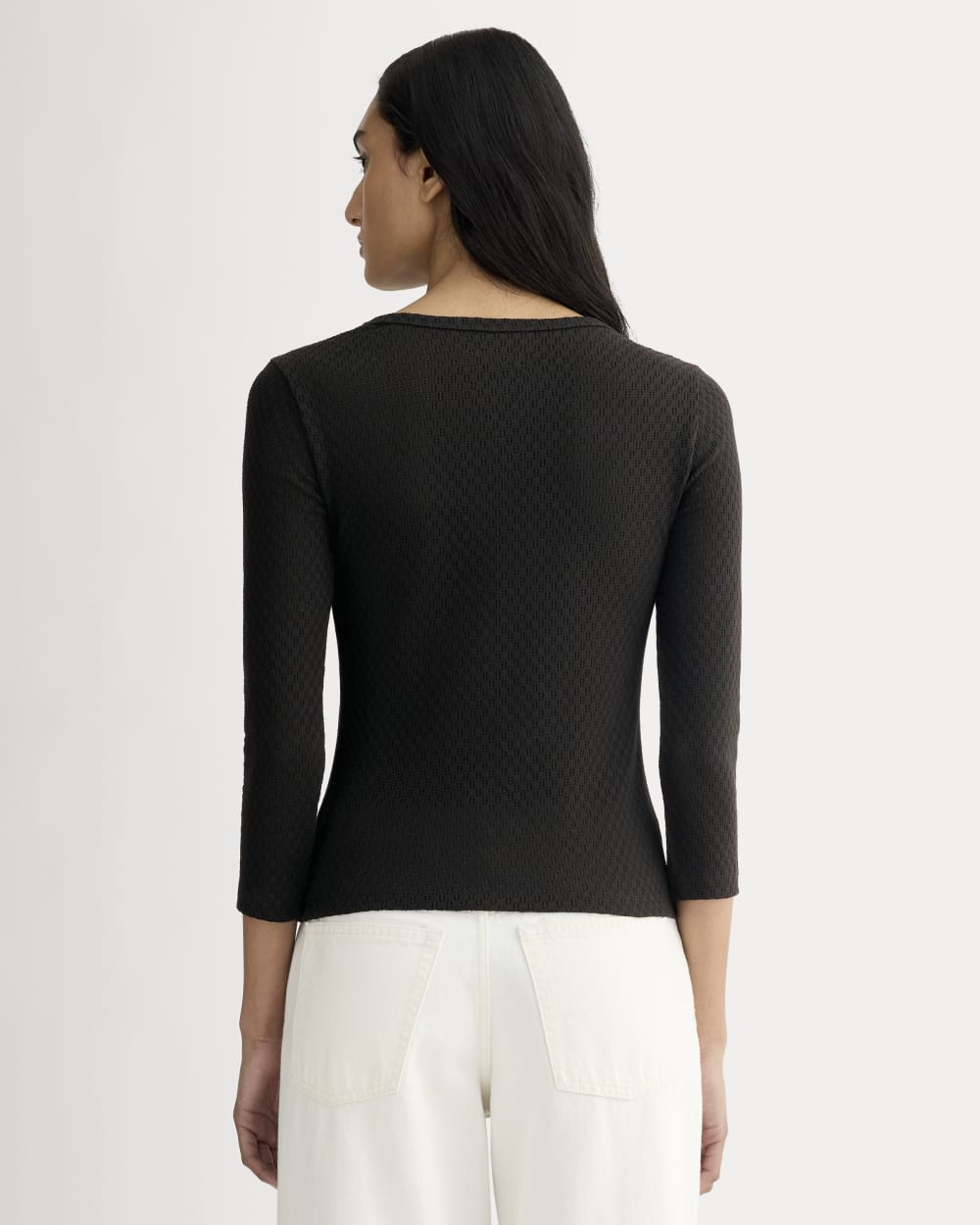 The Pointelle Scoop-Neck Top | Black - Image 5