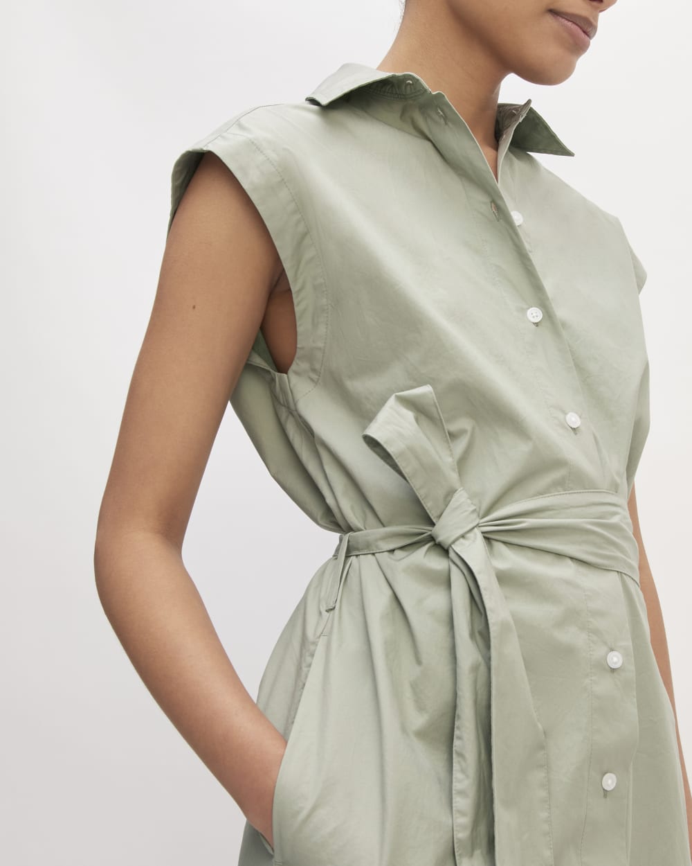 The Supima? Cotton Short-Sleeve Shirt Dress | Sage Green - Image 5