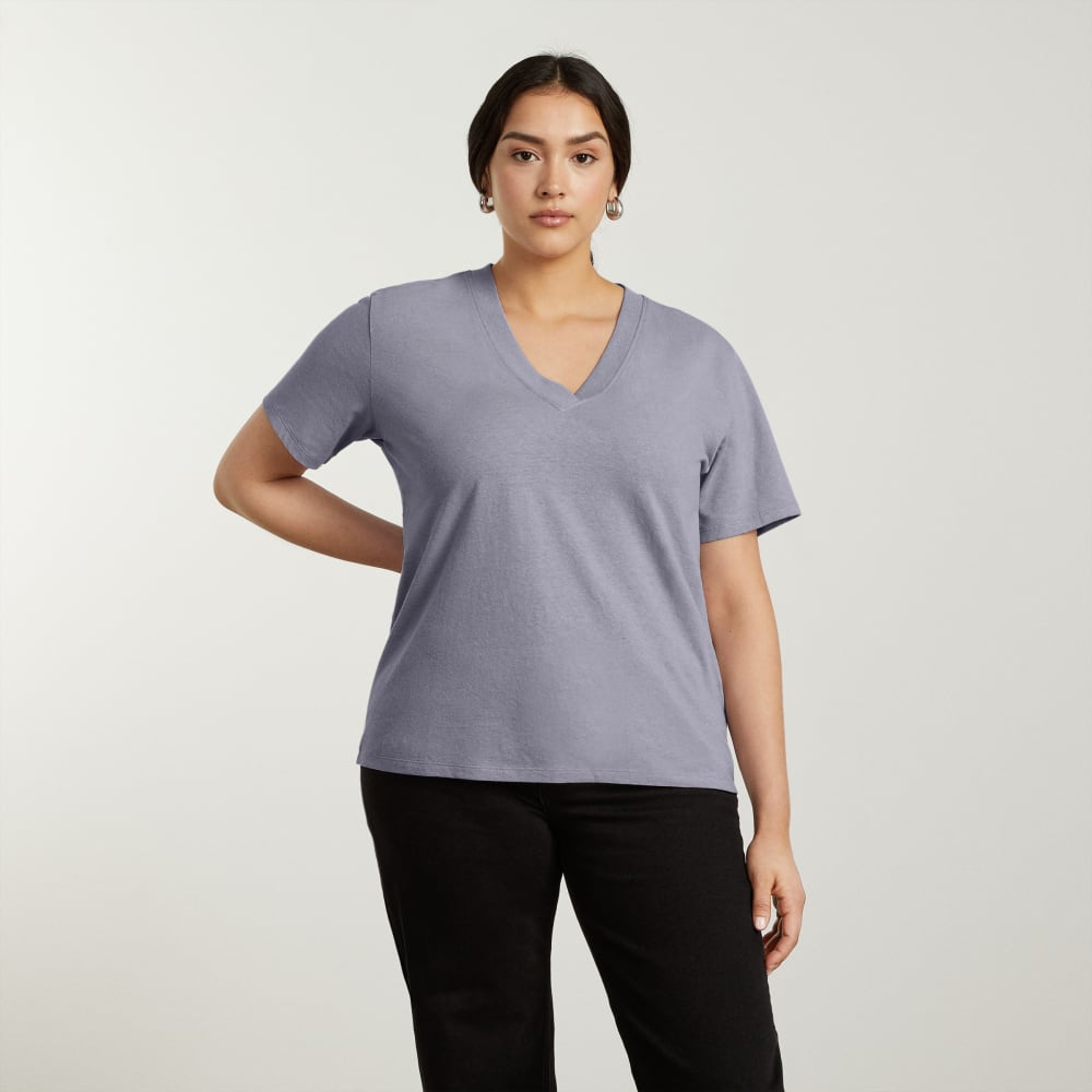 The Vintage V-Neck Hemp Tee | Lilac Grey - Image 2