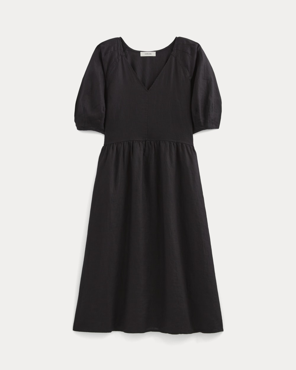 The Linen Oversized Puff-Sleeve Dress | Black - Image 2
